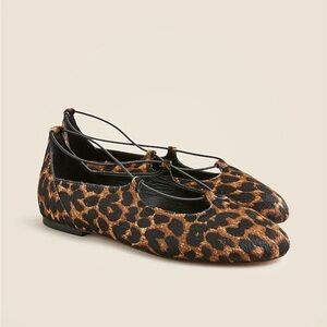 Jcrew andi strappy ballet flat sandals on leopard print